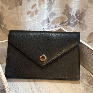 Bulgari Black Pebbled Leather Clutch